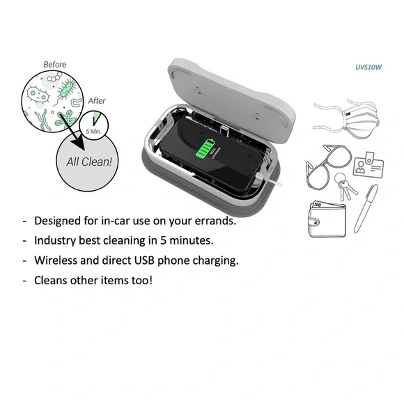 ✨✨Dual Electronics UV Phone Sanitizer for Car/Home UseWireless Phone Charg… - Picture 9 of 11